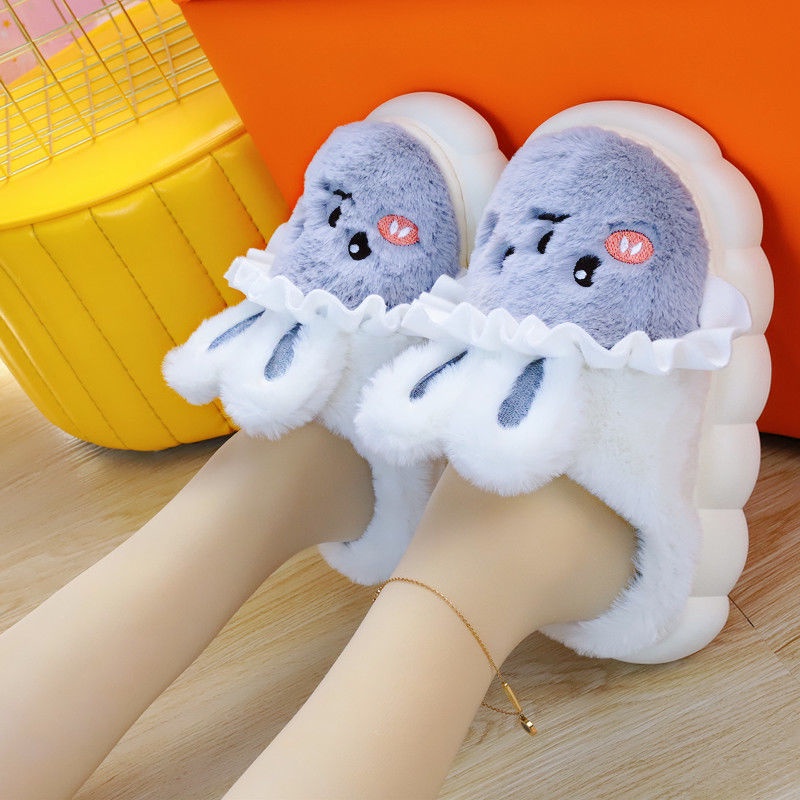 Dép Bông Đi Trong Nhà Đế Mềm Chống Trượt Hình Thỏ Đáng Yêu