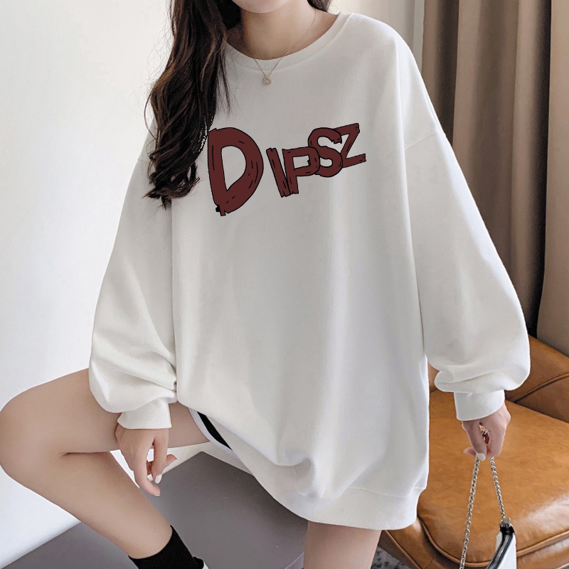 NRVP Áo Thun Nữ Dài Tay Dáng Rộng In Hình Phong Cách Hàn Quốc Mới