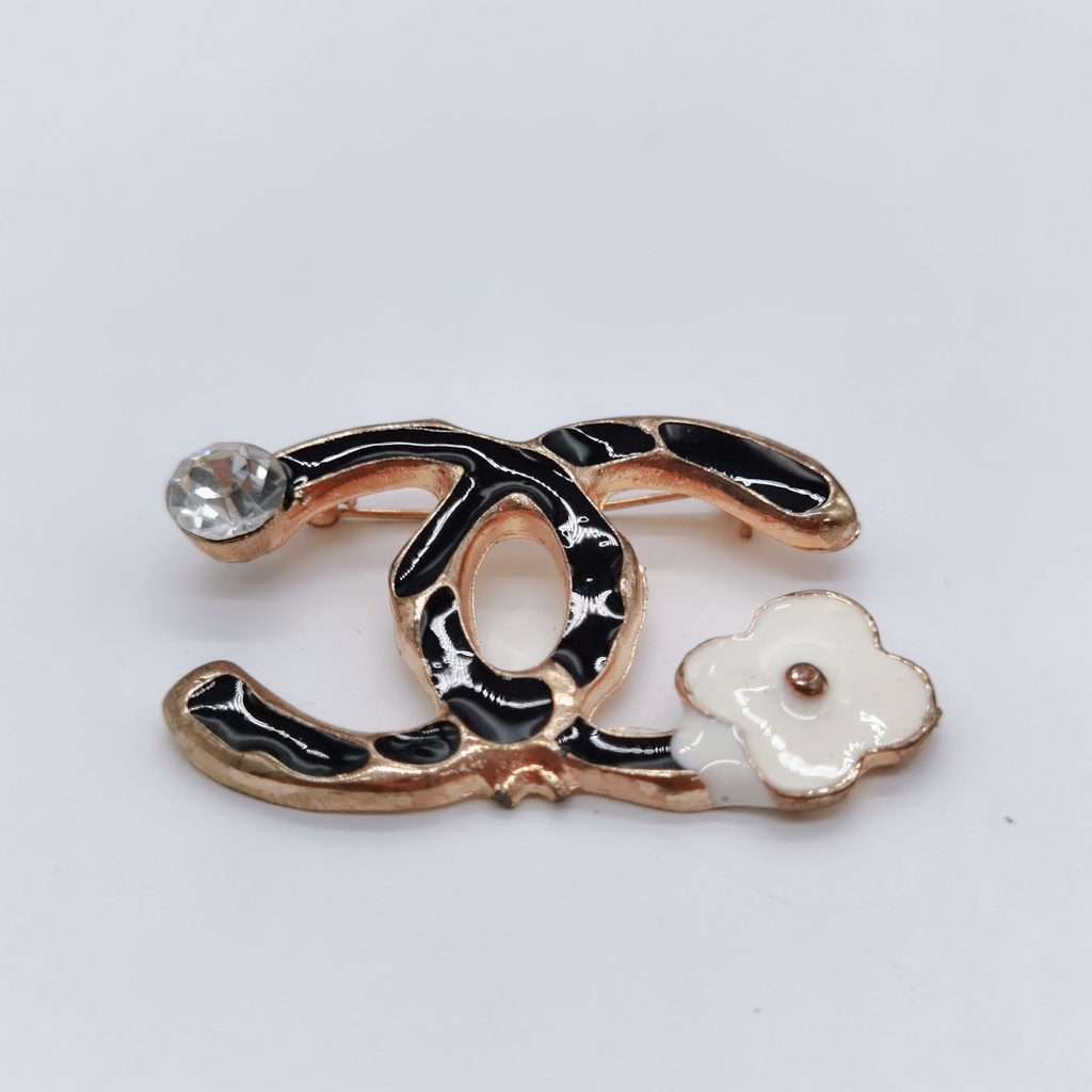 Ghim Cài Áo Mạ Vàng Hình Hoa Khô Đính Đá Thời Trang