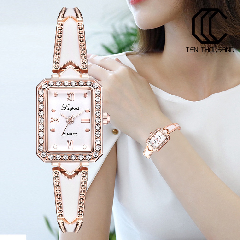 (Hot) Đồng Hồ MặT Vuông ĐíNh Đá Thanh LịCh