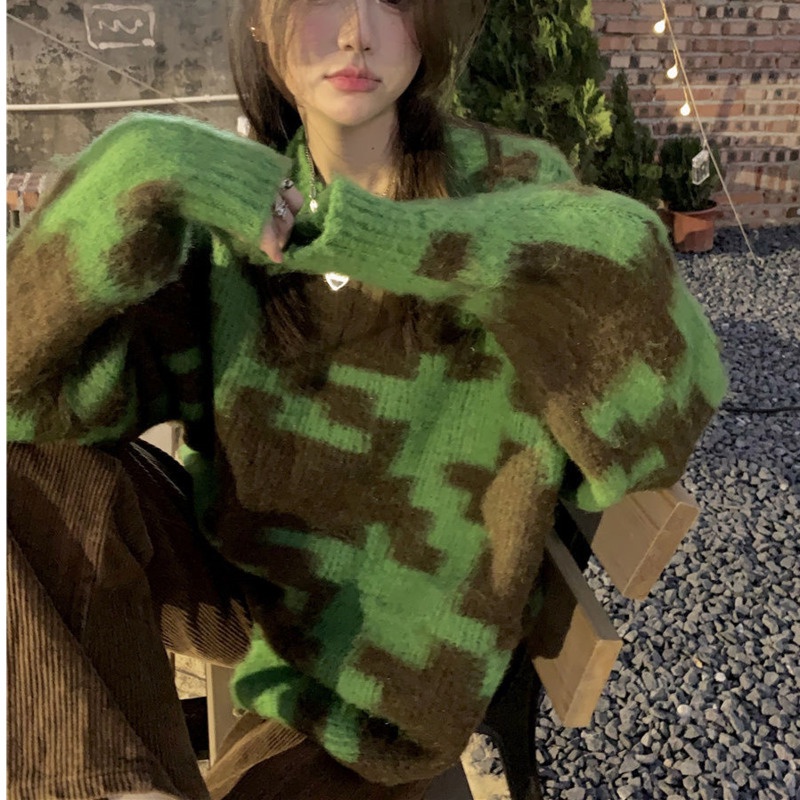 Áo sweater Dệt Kim Dày Dặn Dáng Rộng Thời Trang Thu Đông Cho Nữ