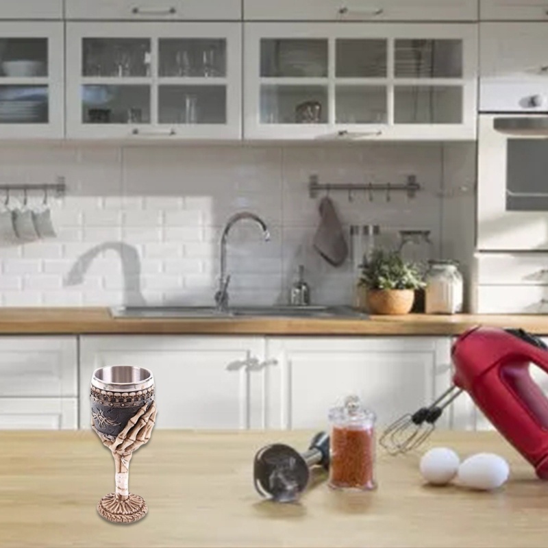 Cốc Thủy Tinh Uống Rượu Bằng Thép Không Gỉ Hình Đầu Lâu Độc Đáo