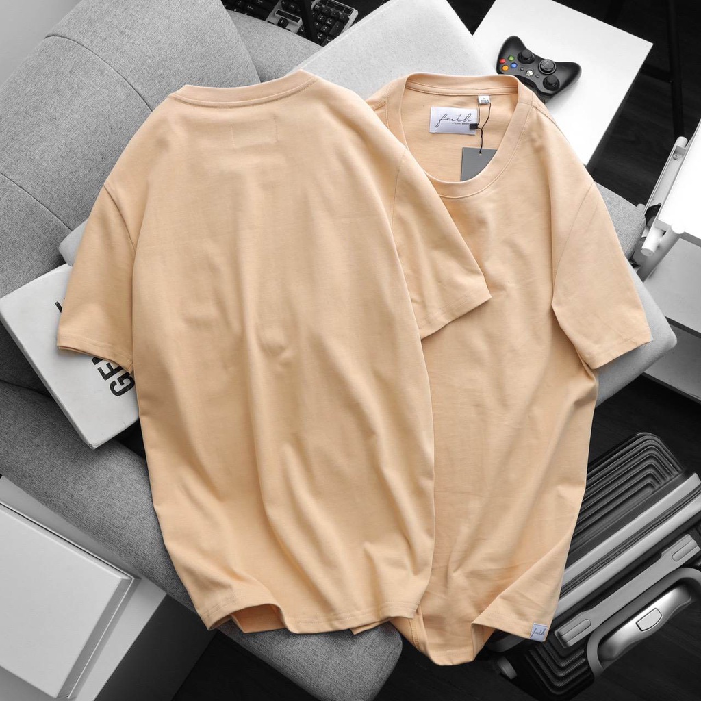 Áo thun trơn Faith nam form rộng hàng VNXK, chất cotton khô 100% dày dặn co giãn 4 chiều