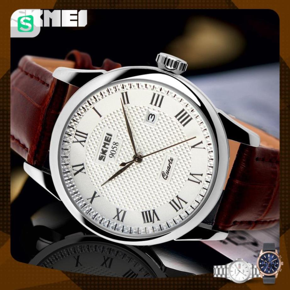 Đồng hồ đôi SKMEI chính hãng 9058 dây da chống nước cao cấp