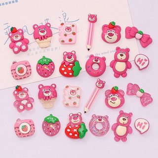 Set 10 cái charm slime gấu hồng dụng cụ charm phụ kiện trang trí hình pink bear