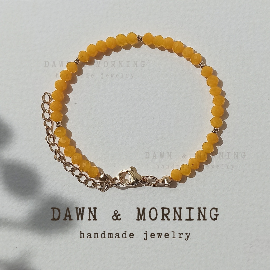 Vàng hoa hoàng anh ~4mm - Vòng tay nữ thủ công Dawn & Morning từ hạt pha lê thủy tinh giả ngọc phong cách nữ tính