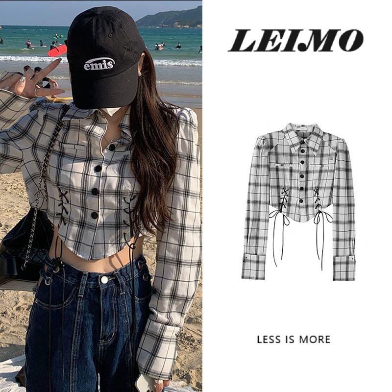 Áo croptop Tay Dài Họa Tiết Kẻ Sọc Phong Cách Thời Trang Mới