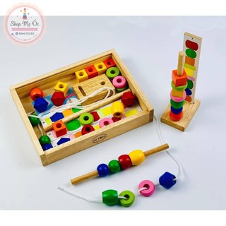 Xâu hạt - Xếp chuỗi hạt bằng gỗ