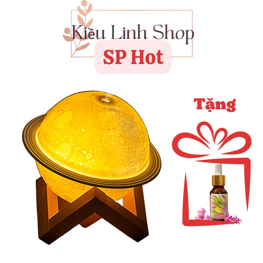 Máy Xông Tinh Dầu Phun Sương Tạo Ẩm Hình Mặt Trăng Làm Mát Kết Hợp Đèn Trang Trí Phòng Ngủ