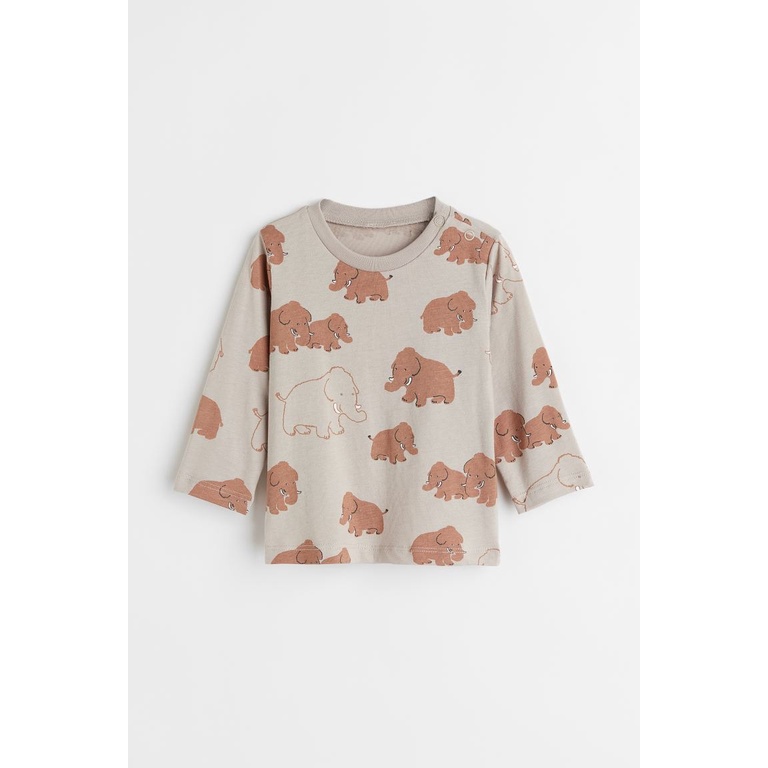 Áo phông dài tay voi gấu trúc HM H&M sz 9-12, 12-18, 18-24m_hàng chính hãng Mỹ