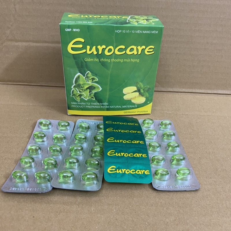 Hộp 100 viên uống giảm ho thảo dược EUROCARE FORTE giảm hắt hơi sổ mũi ,ho kéo dài Eugica Forte