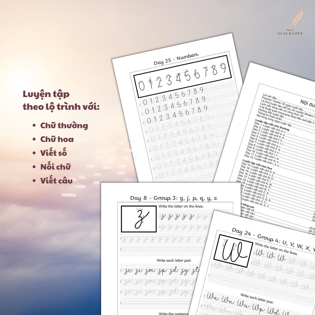 Workbook Luyện Viết Chữ Modern Handwriting, Viết Nhanh Hơn Đẹp Hơn Trong 30 Ngày