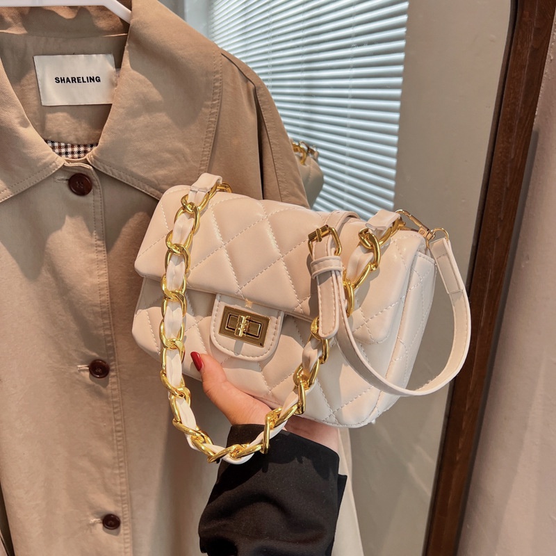 Túi Đeo Chéo Hình Vuông Nhỏ Kết Cấu Kim Cương Thời Trang Cho Nữ