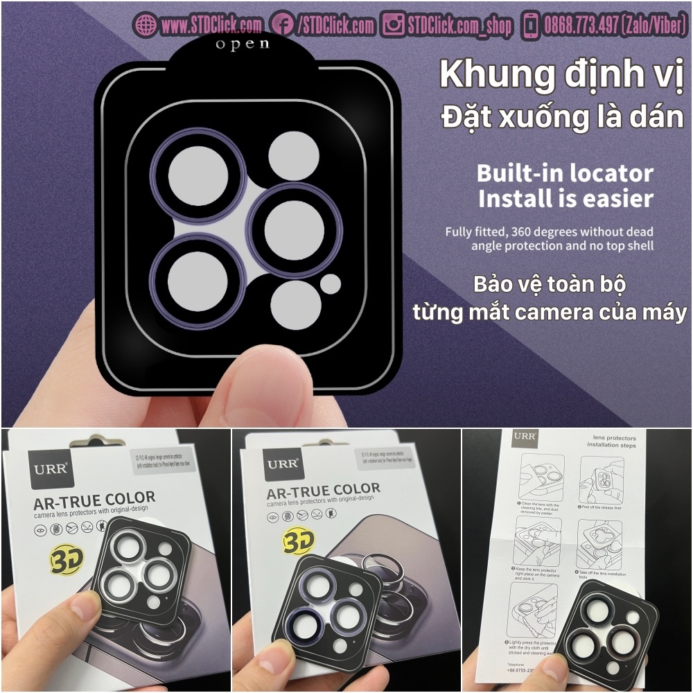 KÍNH CAMERA IPHONE 14 PRO MAX - 14 PRO - 14 PLUS - 14 MINI URR AUTOBOT 3D AR SIÊU MỎNG CHÍNH HÃNG - HÀNG CHUẨN