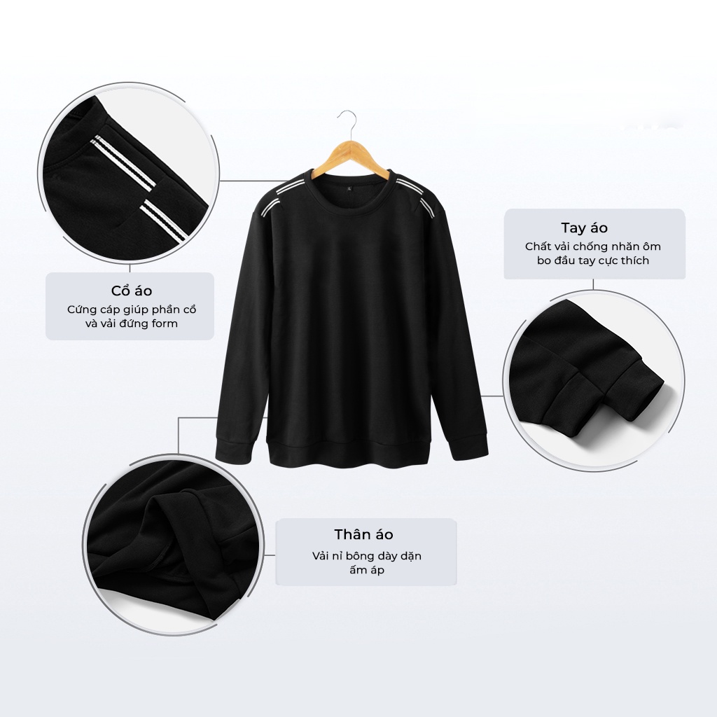 Bộ Nỉ Thể Thao Thu Đông Nam Thời Trang Cao Cấp KSM Store Phối Sọc Vai Vải Cotton B301