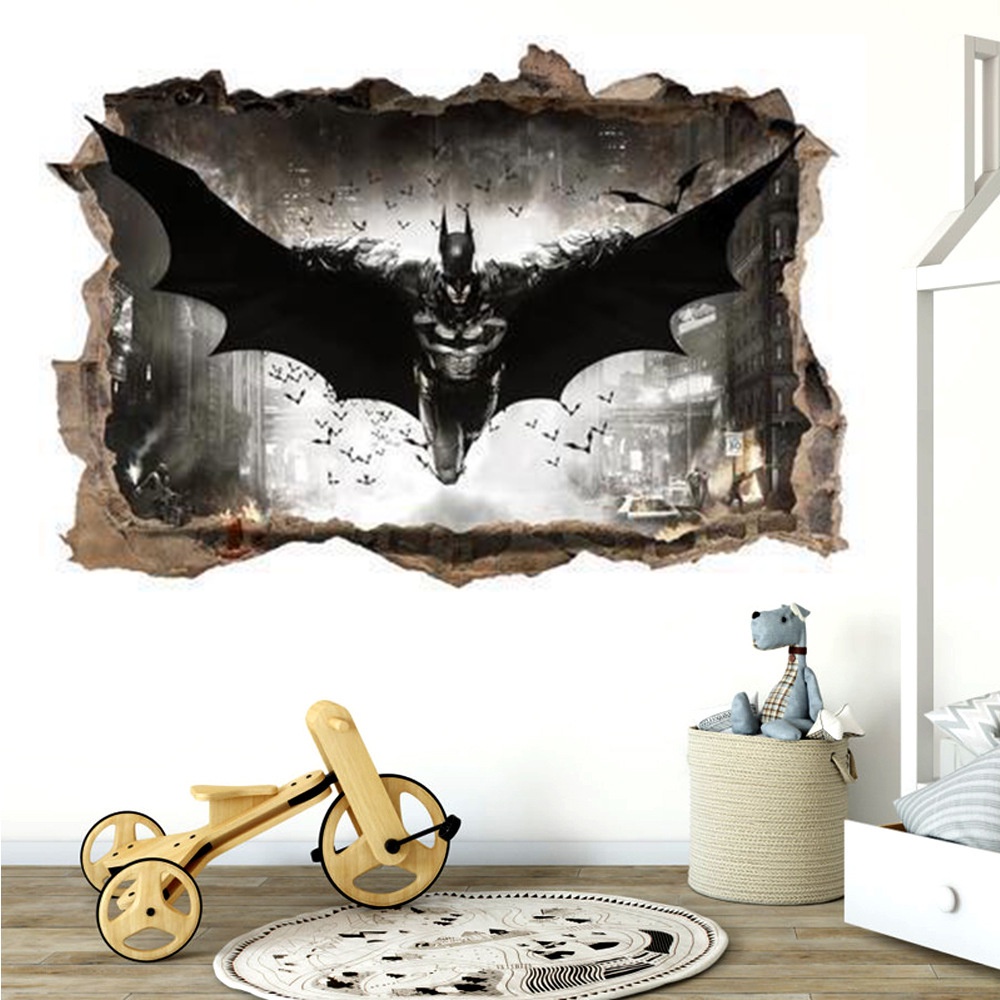Decal 3D Người Dơi, Tranh Dán Tường Người Dơi Batman Siêu Anh Hùng DC