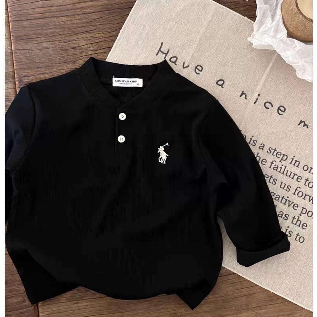 Áo Dài Tay Áo Thu Đông Áo Thun Tăm Phong Cách Hàn Quốc Cho Bé Trai Bé Gái Từ 8Kg Đến 32Kg Thời Trang Trẻ Em ChaarlieKids