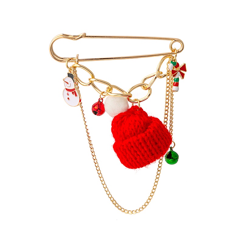 Ghim cài áo QIHE JEWELRY hình nón ông già Noel màu đỏ/ xanh lá làm quà tặng cho bạn bè