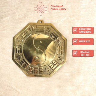 Gương bát quái thái cực phong thủy cầu lồi bằng đồng thau nguyên miếng - cửa hàng phật giáo thái linh
