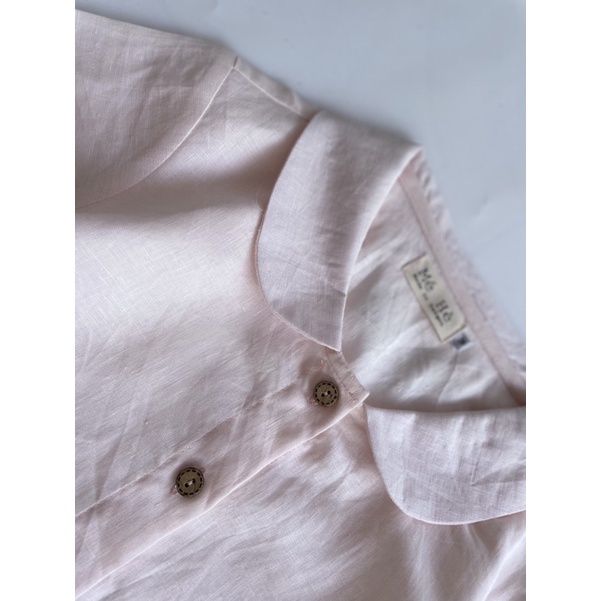 Áo linen tưng bâu sen