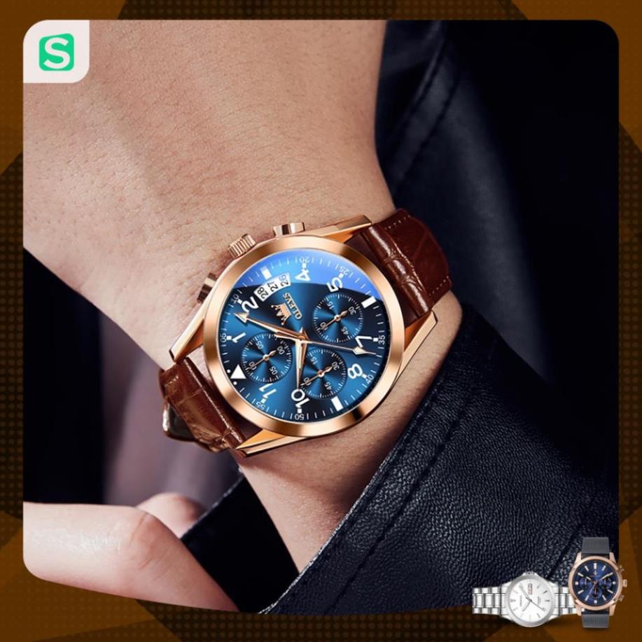 Đồng hồ nam chính hãng OLEVS 2878 dây da bò Chống thấm nước sâu hiệu ứng phát sáng