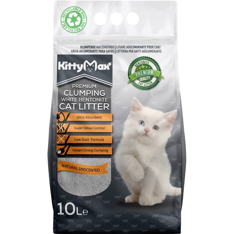 Cát vệ sinh cho mèo Kitty Max 10L, Cát vệ sinh đất sét cho mèo, cát vệ sinh vón cục và khử mùi tối ưu