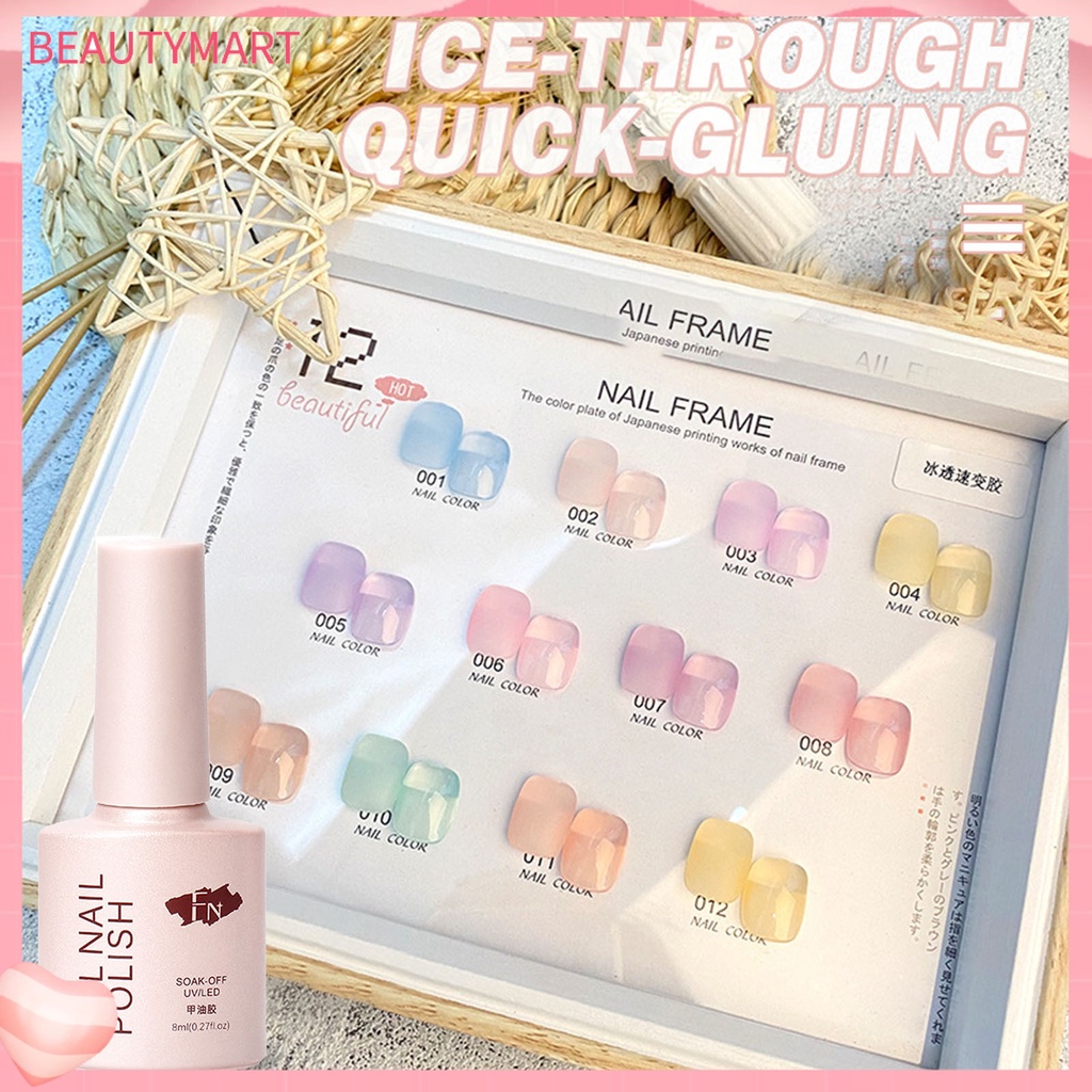 Sơn Móng Tay 8ml Dạng Thạch Trong Mờ Dễ Tẩy Trang Lâu Trôi Dùng Cho Salon Làm Đẹp