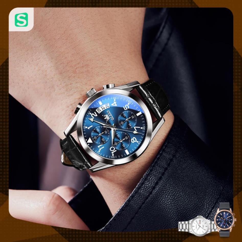 Đồng hồ nam chính hãng OLEVS 2878 dây da bò Chống thấm nước sâu hiệu ứng phát sáng