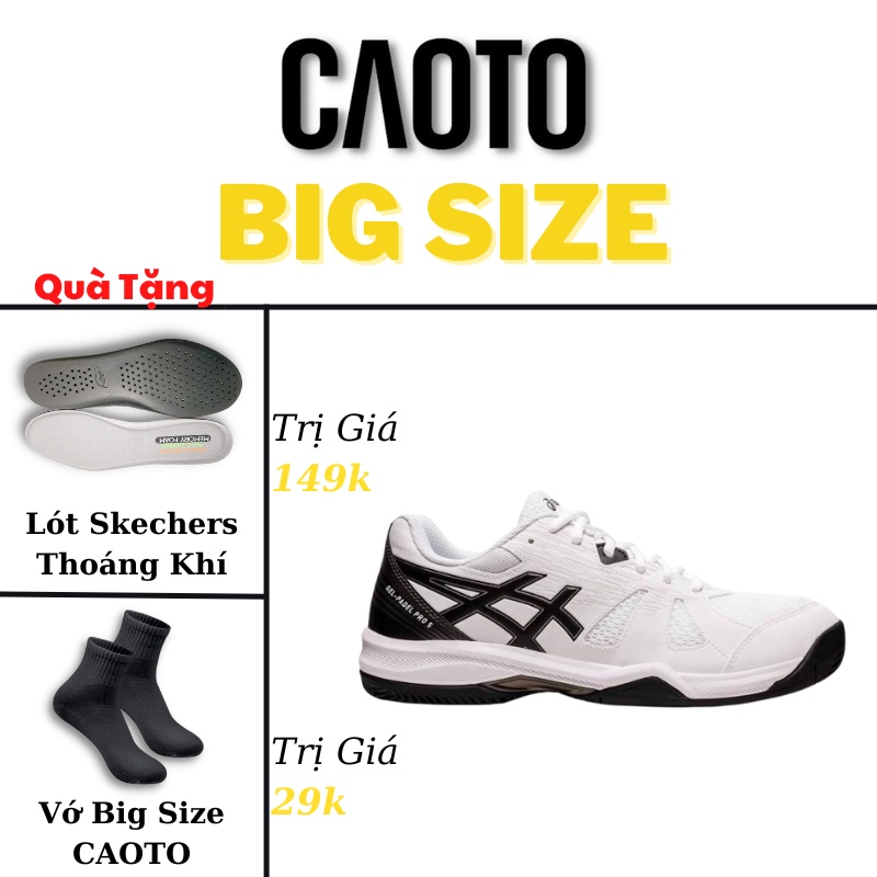 Giày Thể Thao Asics Gel-Padel Pro 5 Đế Xuồng Nam Trắng Đen Big Size - Giày Thể Thao Nam Big Size 45 46 47 48