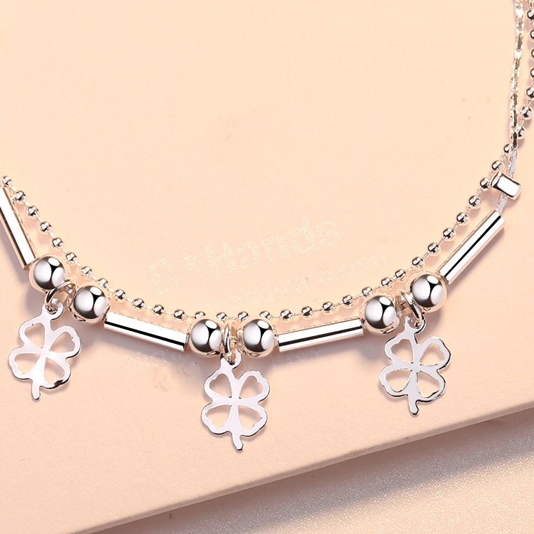 Giá Nhà Máy Sản Xuất Trang Sức Vòng Tay Mạ Bạc Phong Cách Mới Bảo Quản Cỏ Bốn Lá Quà Tặng Hạnh Phúc Cl