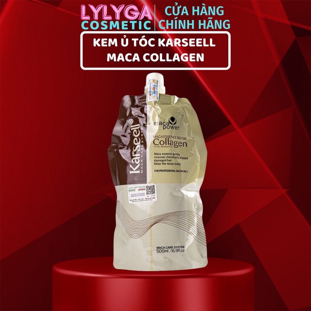 Kem ủ tóc Karseell Maca Power Collagen 500ml phục hồi hư tổn Hấp ủ tóc thẳng mượt bổ xung collagen LOẠI 1 CÓ TEM UT09