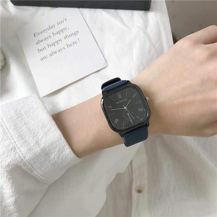 Đồng Hồ Nam Nữ Dây Da ROSIVGA Min Watchessories mặt vuông chống nước giá rẻ
