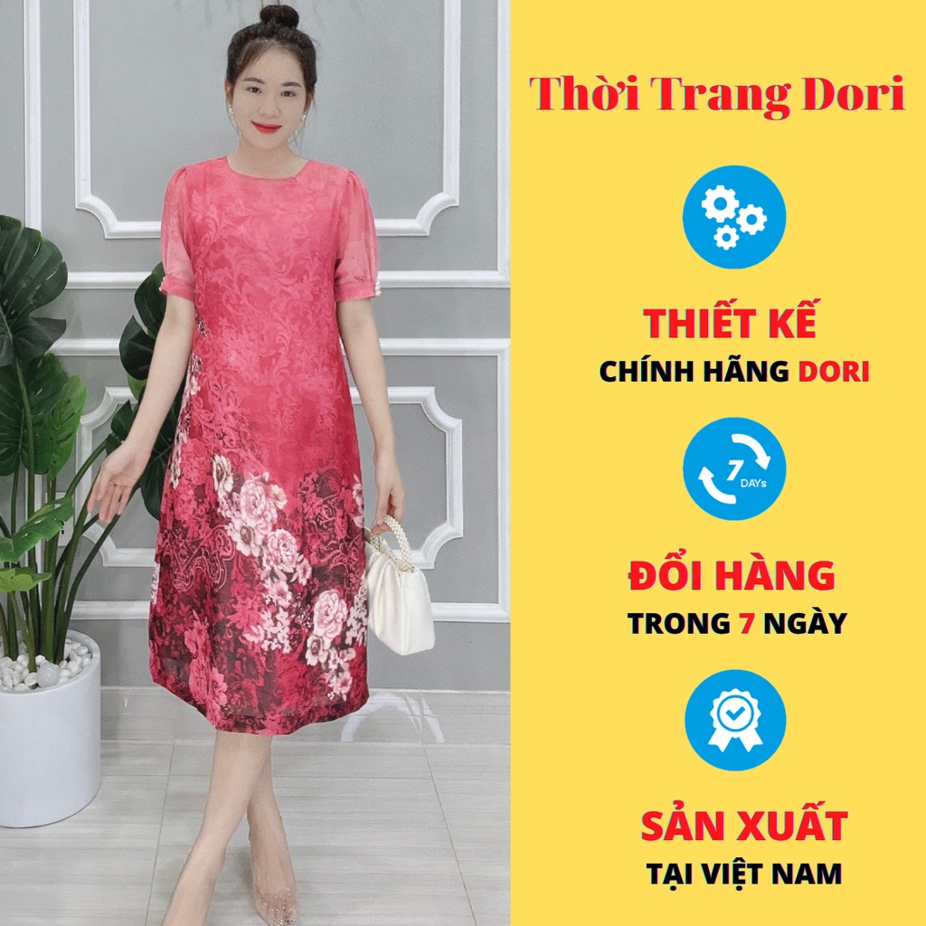 Đầm Suông In Hoa Cao Cấp Cực Sang - Thương Hiệu Dori - DV108 (Ảnh Thật, Có Big Size)