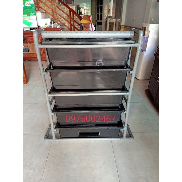 Baki lọc hồ cá, lọc dàn mưa kt 1 khay 60 x 20 x 16 gồm khung đỡ và ống mưa