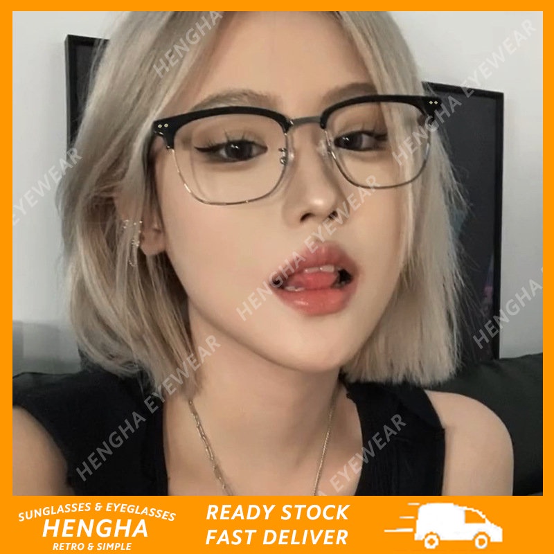 Mắt Kính Nửa Gọng Kim Loại Chống Ánh Sáng Xanh Thời Trang Hàn Quốc