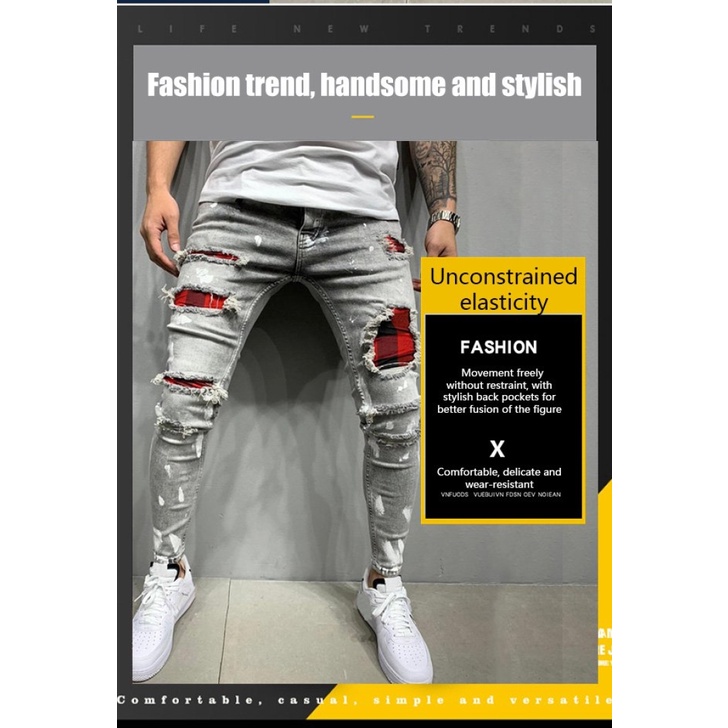 Quần Bút Chì Họa Tiết Sọc Caro Thiết Kế Mỏng Năng Động Thời Trang Dành Cho Nam