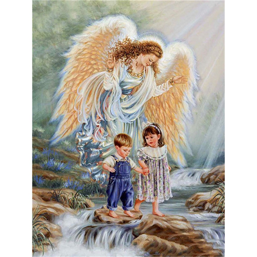 Bộ Tranh Thêu Chữ Thập Thủ Công 11CT Hình Thiên Thần Bằng Cotton Và Vải Bạt