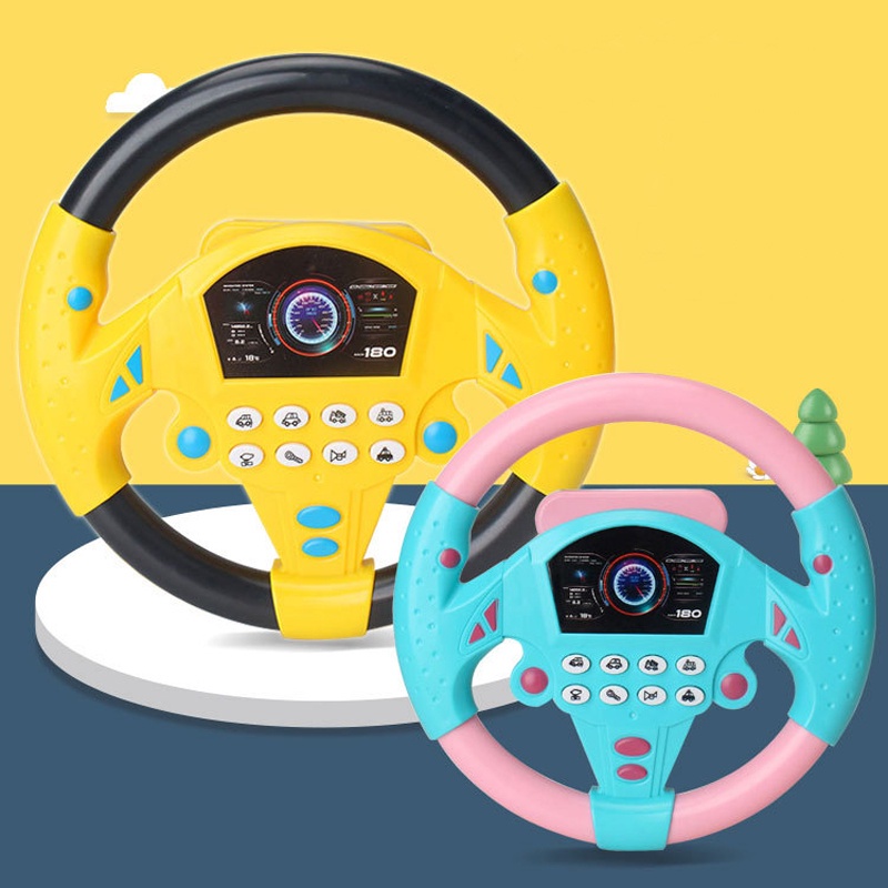 Đồ Chơi Mô Hình Vô Lăng Có Nhạc Và Đèn Gắn Xe ôtô, Mặt Phẳng Trong Nhà Xoay 360 Cho Bé