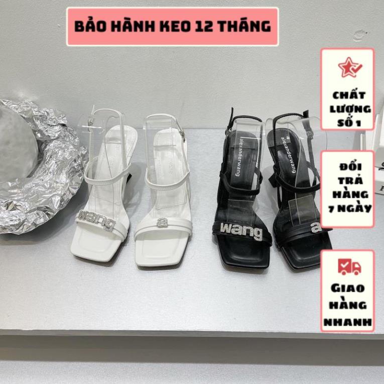 GIÀY SANDAL GÓT LY 9 PHÂN QUAI PHỐI KHOÁ WANG ĐÁ
