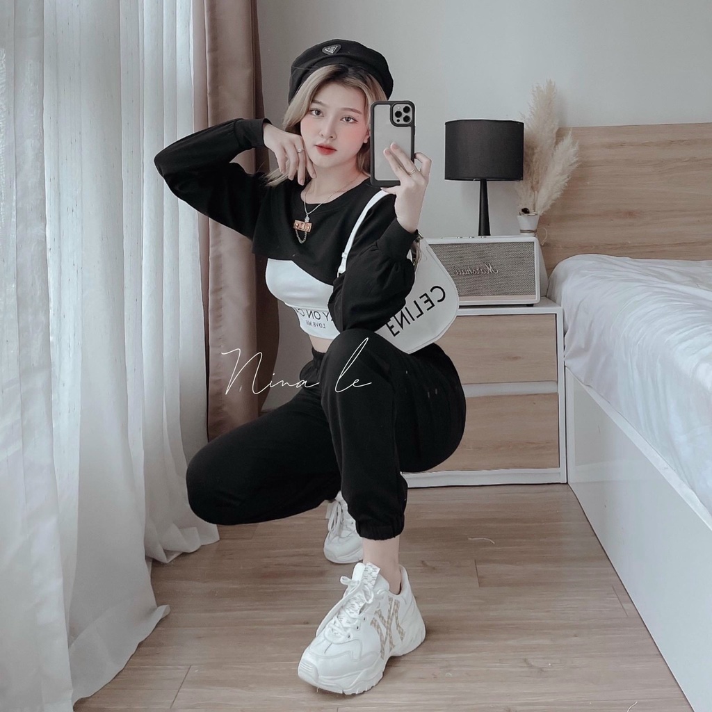 (FreeShip 2022) Sét bộ nữ 3 món,bộ thể thao ống bo có túi,chất cotton xịn chuẩn shop có tang gài áo,lên from siêu xinh