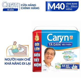 Tã Bỉm Dán Người Lớn Caryn Siêu Thấm Size ML 40 Miếng Dành Cho Người Già Hạn Chế Khả Năng Đi Lại