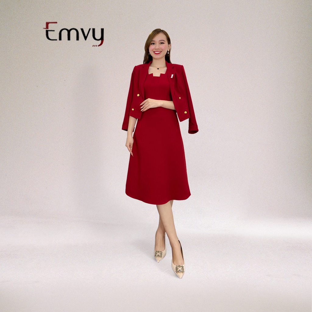 Đầm Ves dự tiệc, thiết kế độc đáo chất liệu Mango dày mịn sang trọng Emvy fashion S74