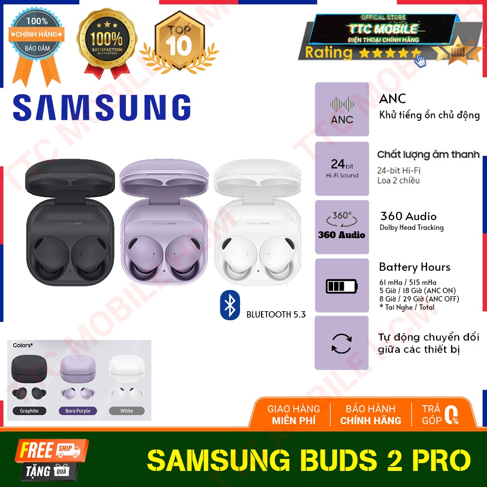 Tai nghe Bluetooth True Wireless Samsung Galaxy Buds 2 Pro SM-R510NZAAXXV