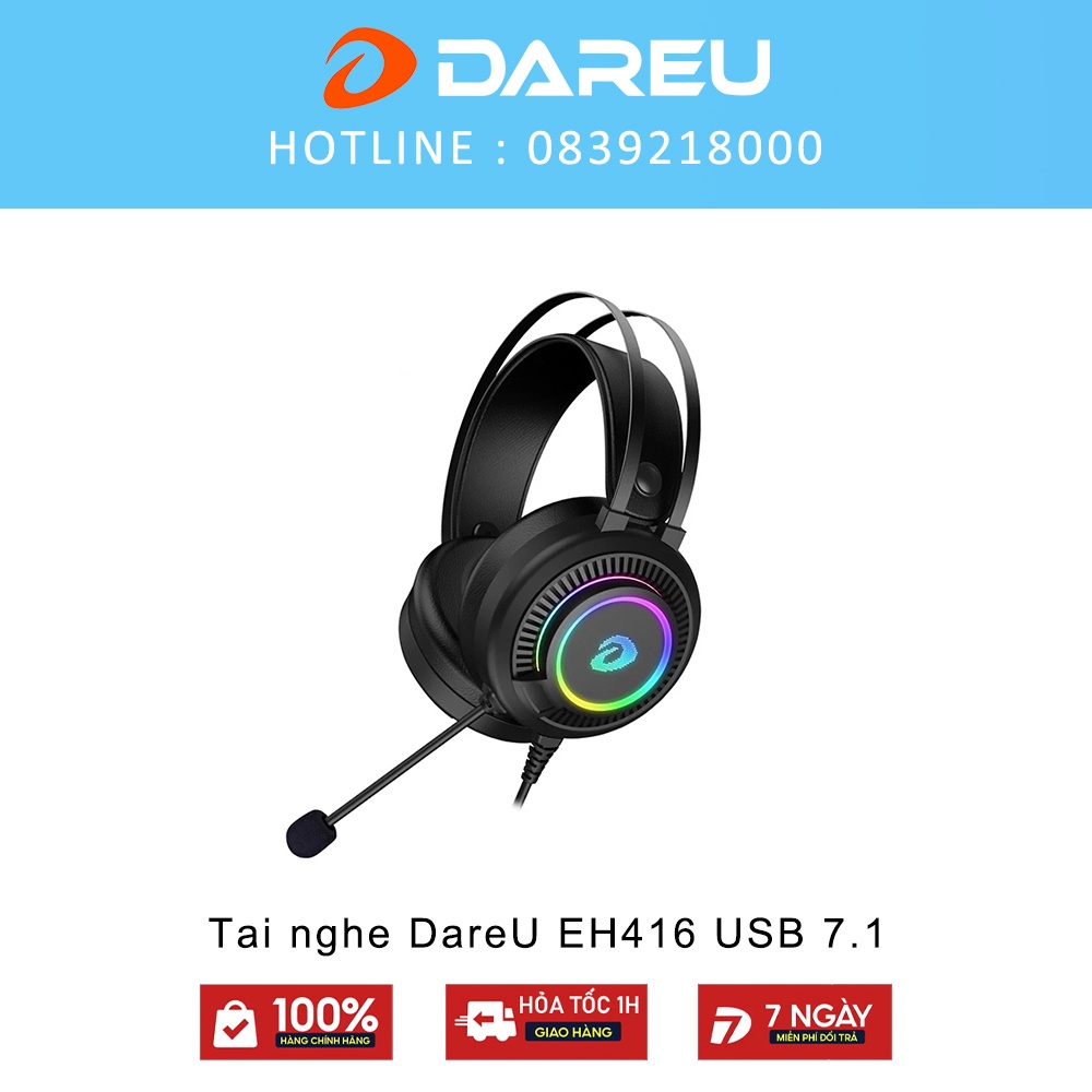 Tai nghe DareU EH416 USB - Giả lập - Âm thanh 7.1 - BH 12 Tháng