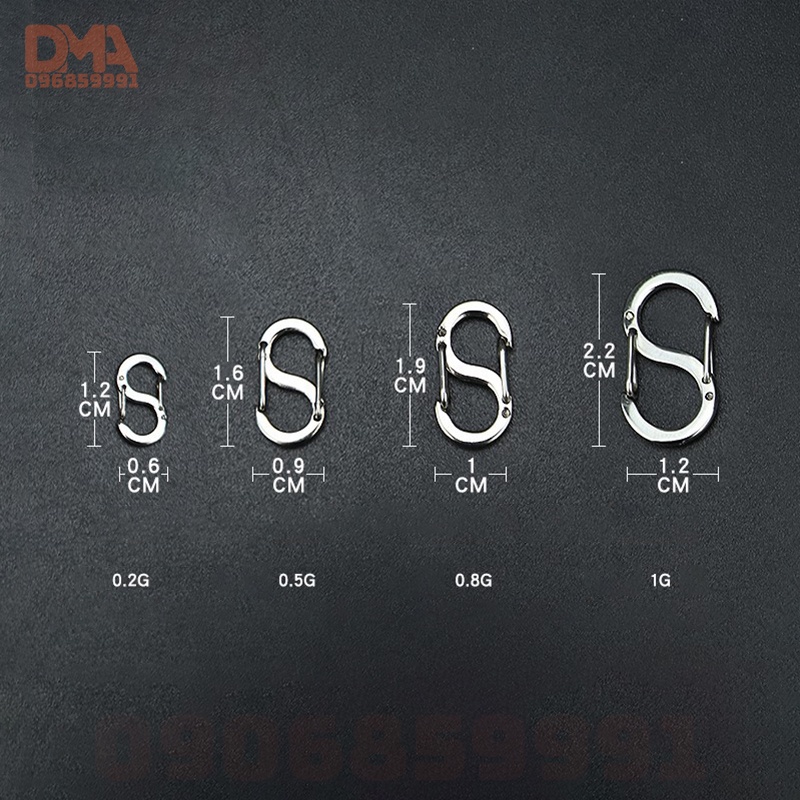 Móc khóa chữ S,móc treo phụ kiện EDC inox 316