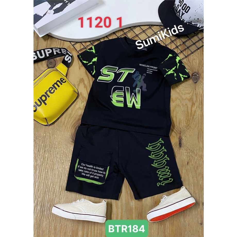 Sumikids Bộ thun bé trai in gấu Stew túi hộp chất đẹp dáng ngầu 10kg -55kg