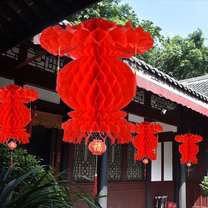 Lồng Đèn Giấy Dầu Treo Trang Trí Năm Mới / Nhà Cửa Chống Thấm Nước Kiểu Trung Hoa