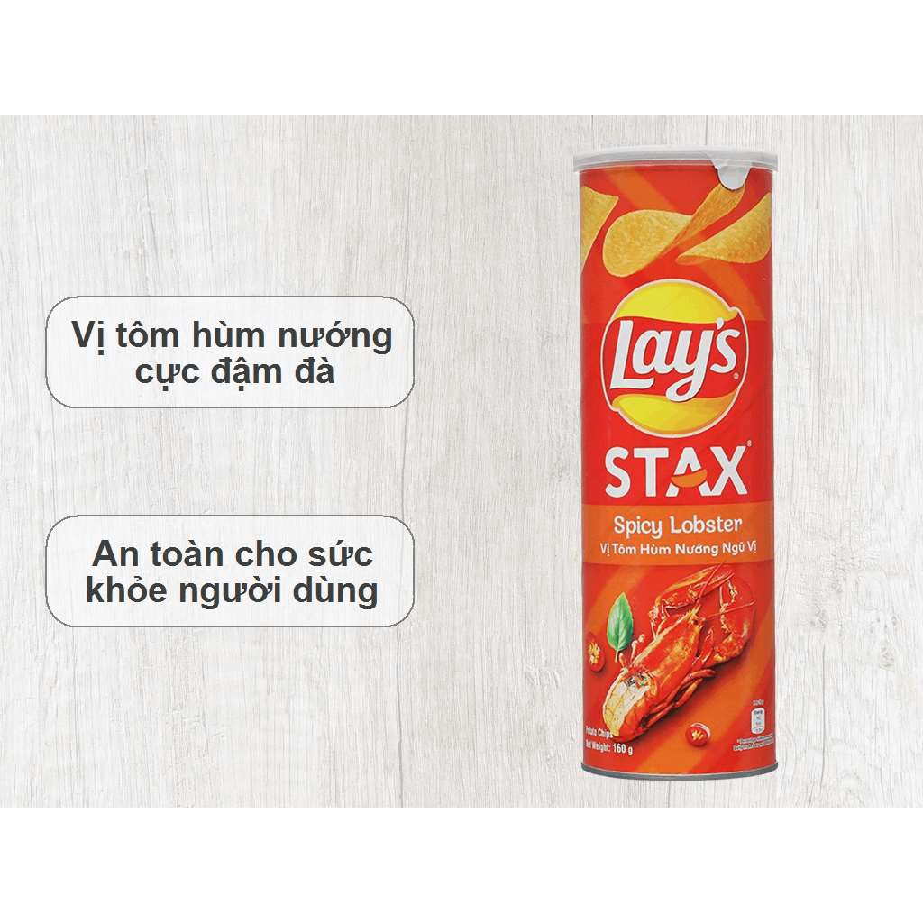 Snack khoai tây vị kem chua hành - Vị Tự Nhiên Lay's Stax lon 105g