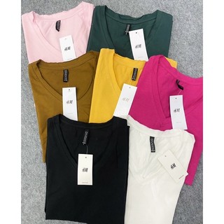 Áo thun nữ cổ tim H&M form basic vnxk