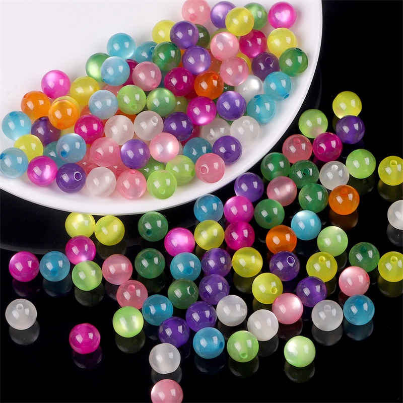 Túi Hạt Nhựa Mắt Mèo Giả 6 / 8 / 10mm Làm Đồ Trang Sức Thủ Công